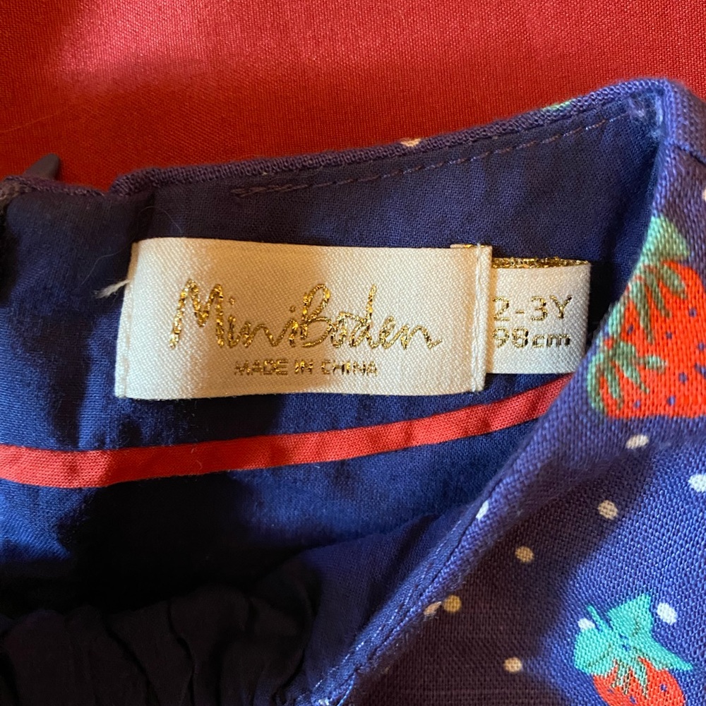 Mini Boden Blue Strawberry 🍓Dress - Picture 4 of 5